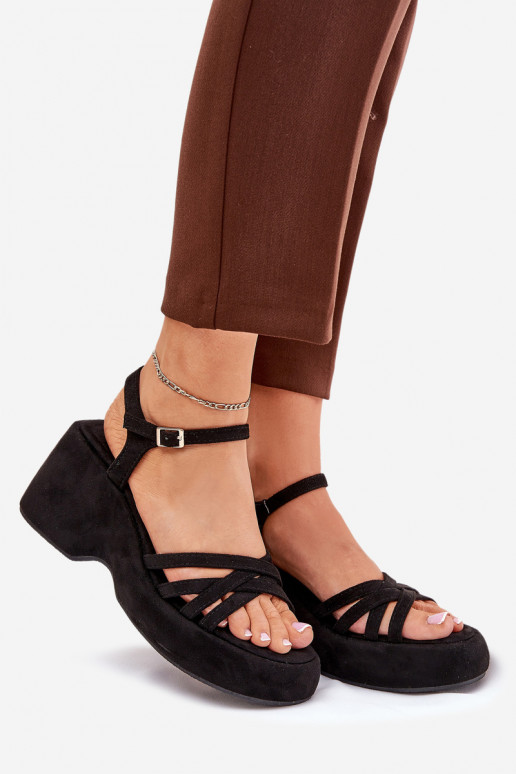 Platform And Wedge Sandals Made Of Eco Suede Black Nendal
