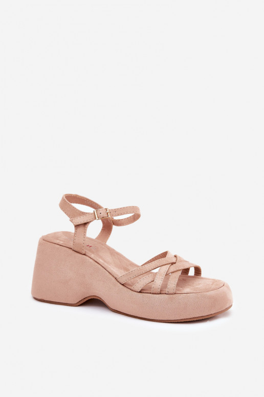 Platform And Wedge Sandals Made Of Eco Suede Beige Nendal