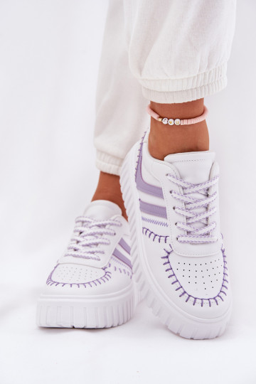 Sneakersy Damskie Na Platformie Fioletowe Ofenale 2