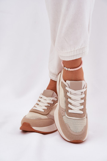 Women's Sports Shoes With Mesh On Platform Khaki Poova 2