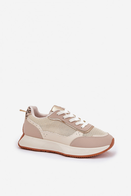 Ladies Sports Shoes With Mesh On Platform Beige Poova Ladies Sports Shoes With Mesh On Platform Beige Poova