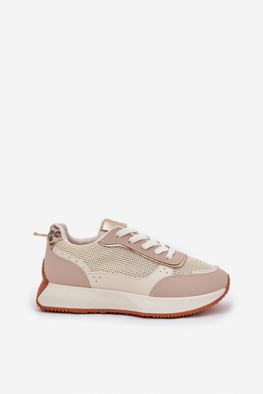 Ladies Sports Shoes With Mesh On Platform Beige Poova Ladies Sports Shoes With Mesh On Platform Beige Poova
