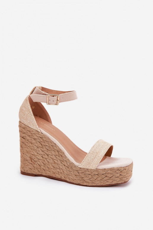 Wedge Sandals For Women With Braiding Beige Adelio Wedge Sandals For Women With Braiding Beige Adelio