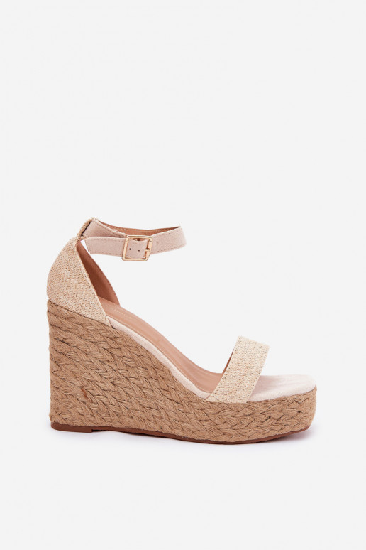 Wedge Sandals For Women With Braiding Beige Adelio Wedge Sandals For Women With Braiding Beige Adelio