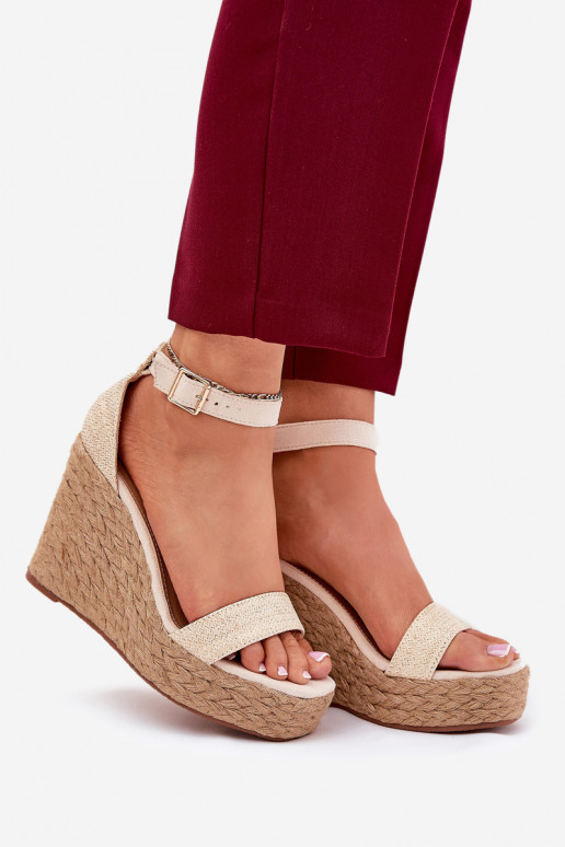 Wedge Sandals For Women With Braiding Beige Adelio Wedge Sandals For Women With Braiding Beige Adelio