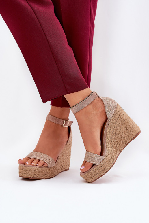Wedge Sandals For Women With Braiding Khaki Adelio Wedge Sandals For Women With Braiding Khaki Adelio