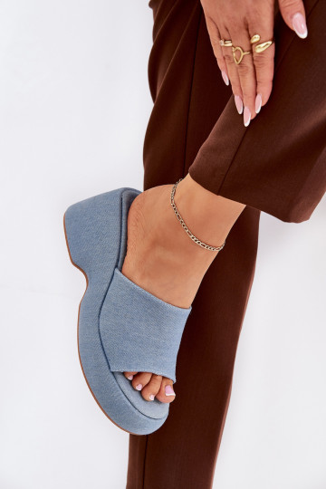 Fabric Women's Slippers On Platform And Wedge Jeans Afisal 2