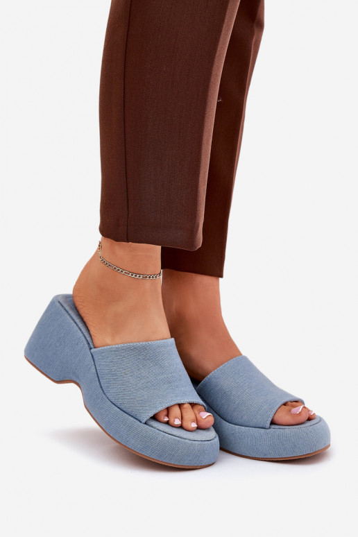 Fabric Women's Slippers On Platform And Wedge Jeans Afisal