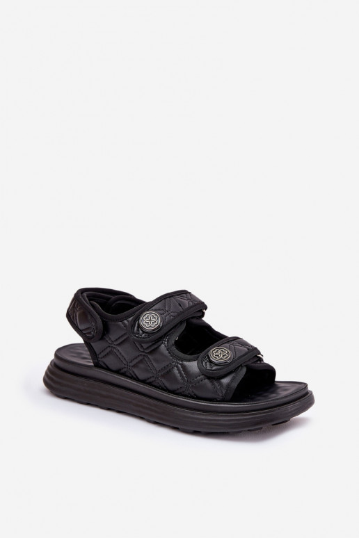 Women Sandals With Decorative Details On Velcro Black Zoliner