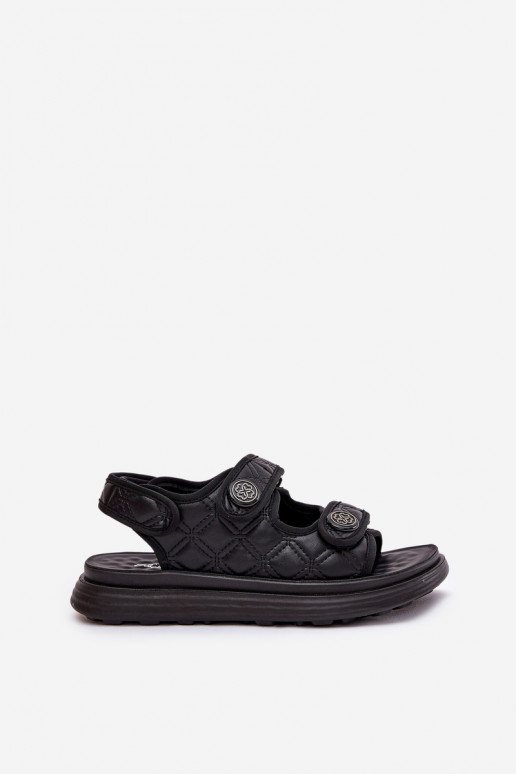 Women Sandals With Decorative Details On Velcro Black Zoliner