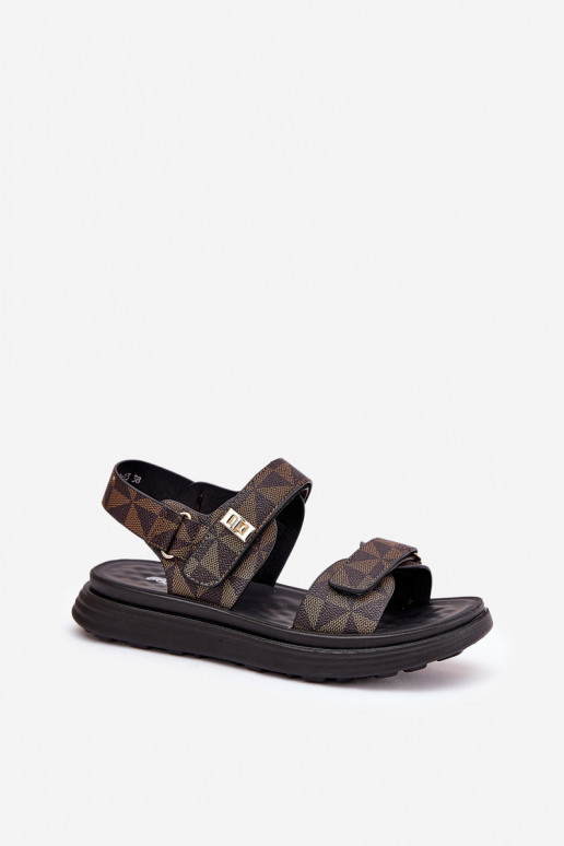 Fabric Women's Platform Sandals Black-Brown Leriot