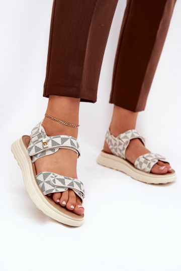 Women Fabric Sandals On Platform Beige Leriot 2