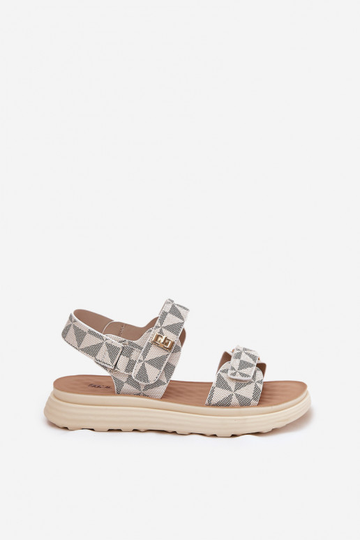 Women Fabric Sandals On Platform Beige Leriot