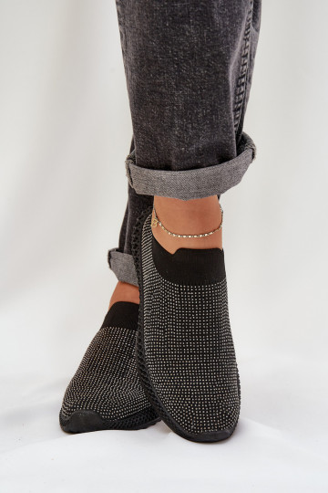 Wsuwane Buty Sportowe Damskie Ze Zdobieniem D&A TW121 Czarne 2