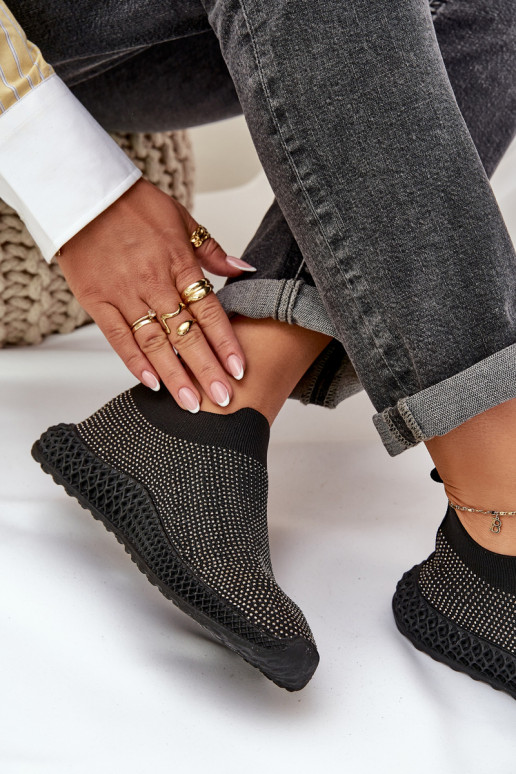 Ladies Slip-On Sports Shoes With Decoration D&A TW121 Black Ladies Slip-On Sports Shoes With Decoration D&A TW121 Black