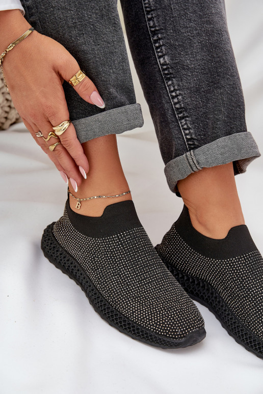 Ladies Slip-On Sports Shoes With Decoration D&A TW121 Black Ladies Slip-On Sports Shoes With Decoration D&A TW121 Black