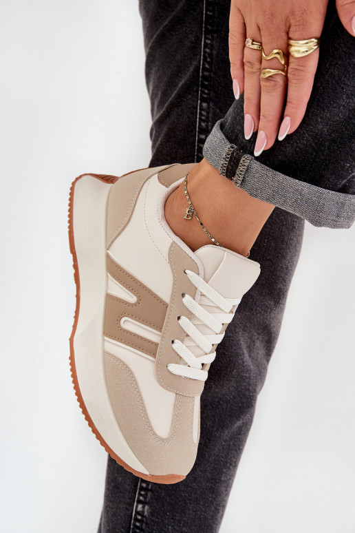 Beige Women's Platform Sports Shoes Emidi Beige Women's Platform Sports Shoes Emidi
