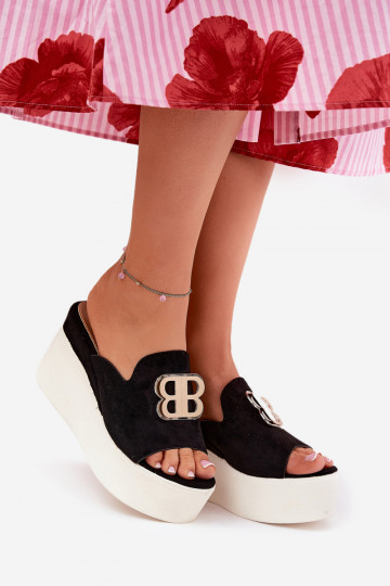 Platform And Wedge Sandals With Decoration Black Tanonea 2