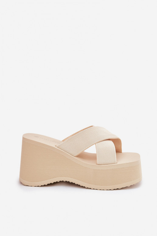 Wedge And Platform Women's Sandals Beige Sevolee