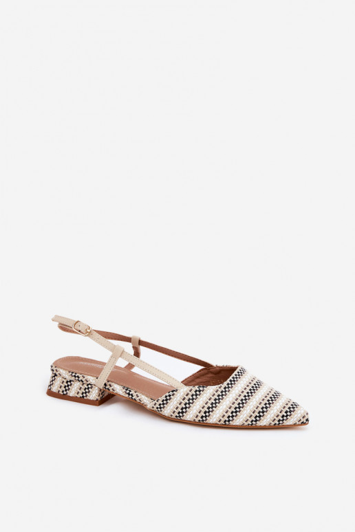 Women's Ballerinas With Pointed Toes On A Delicate Heel Beige Abroes