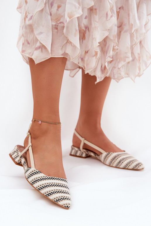 Women's Ballerinas With Pointed Toes On A Delicate Heel Beige Abroes