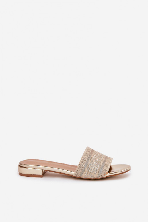 Ladies Flat Sandals Golden Fexxy