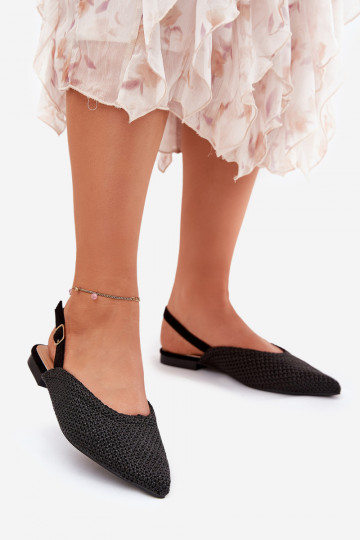 Ballet Flats With Braiding And Pointed Toes Black Hefion 2