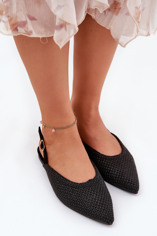 Ballet Flats With Braiding And Pointed Toes Black Hefion
