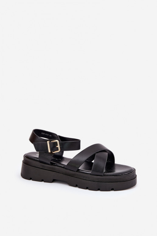 Ladies Platform Sandals Made Of Eco Leather Black Gevinniser Ladies Platform Sandals Made Of Eco Leather Black Gevinniser