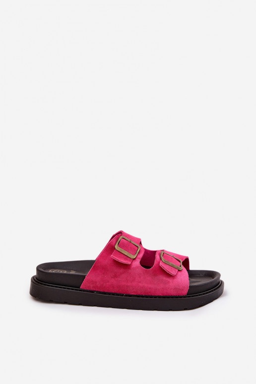 Women's Platform Slippers With Buckles Fuchsia Simbes