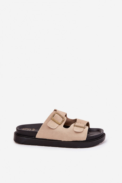 Women's Platform Sandals With Buckles Beige Simbes