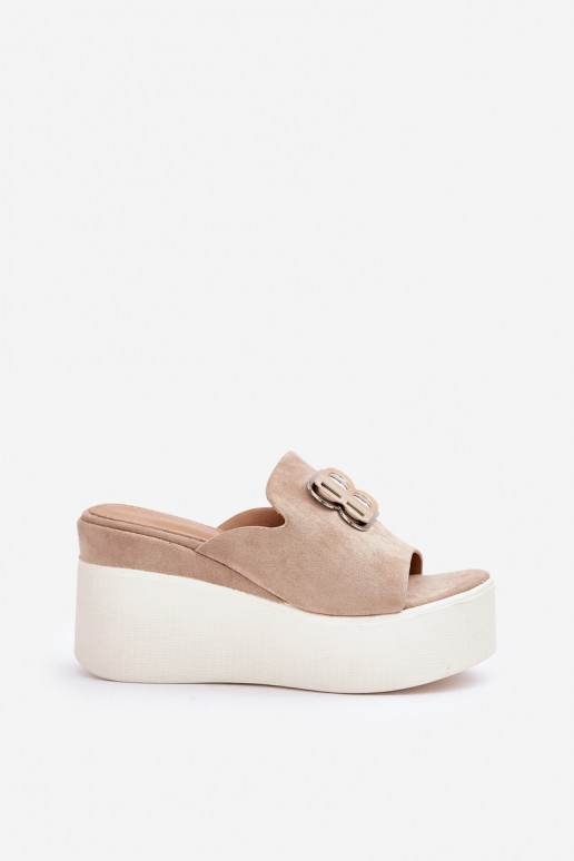 Slippers with platform beige Tanonea Slippers with platform beige Tanonea