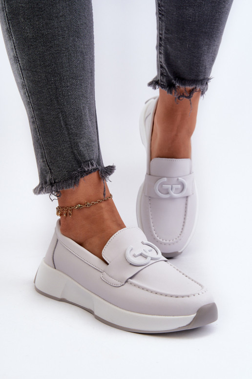 Light Grey Women's Platform Leather... Light Grey Women's Platform Leather...