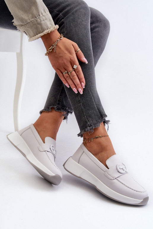 Light Grey Women's Platform Leather... Light Grey Women's Platform Leather...