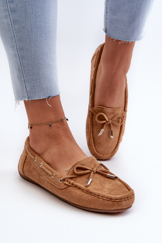 Women's Suede Moccasins Camel Si...
