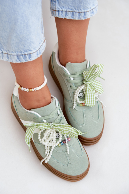 Women Sneakers On Platform With Decorations Green Vinness