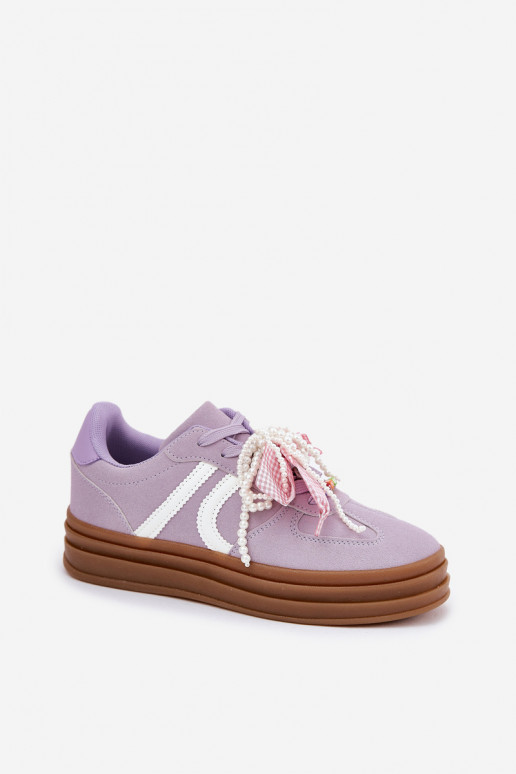 Women's Platform Sneakers With Decorations Purple Vinness Women's Platform Sneakers With Decorations Purple Vinness