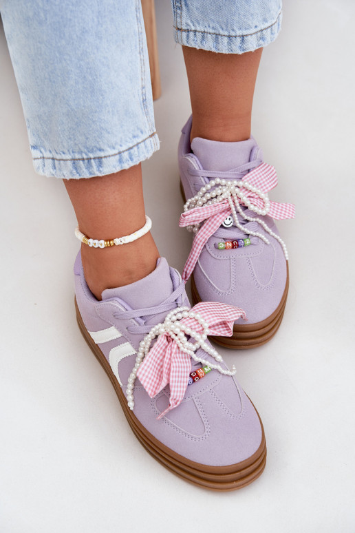 Women's Platform Sneakers With Decorations Purple Vinness Women's Platform Sneakers With Decorations Purple Vinness