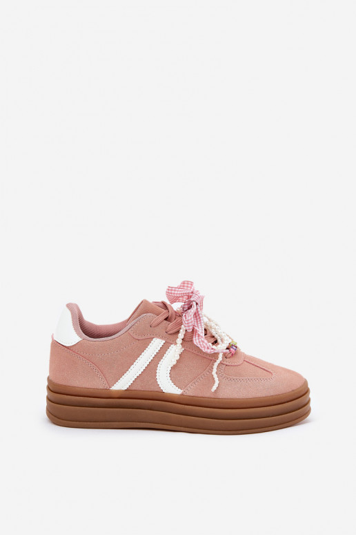 Women Sneakers On Platform With Decorations Pink Vinness Women Sneakers On Platform With Decorations Pink Vinness