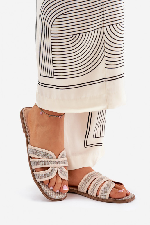 Classic Women's Flat Sandals Beige Scazze