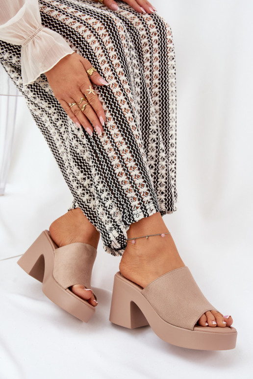 Women's Sandals On Heels And Platform Khaki Omeisa Women's Sandals On Heels And Platform Khaki Omeisa