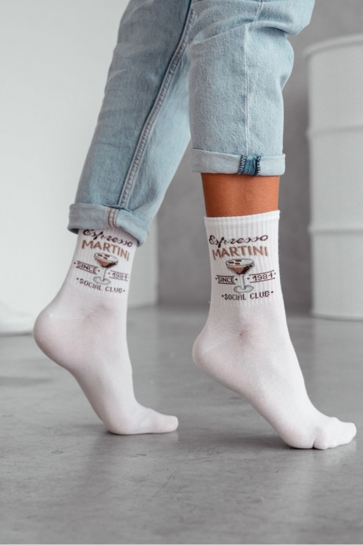 Cotton Women's Socks Espresso White MARTINI Cotton Women's Socks Espresso White MARTINI