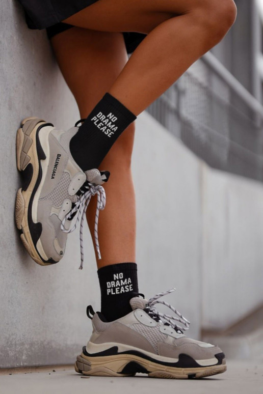 Women's Socks With The Text NO DRAMA PLEASE Black Women's Socks With The Text NO DRAMA PLEASE Black