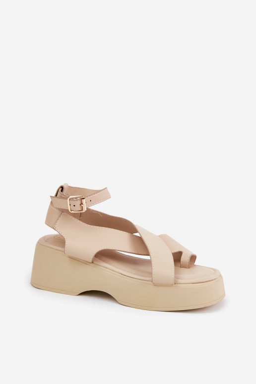 Women's sandals on platform and wedge eco leather beige Tenzorus Women's sandals on platform and wedge eco leather beige Tenzorus
