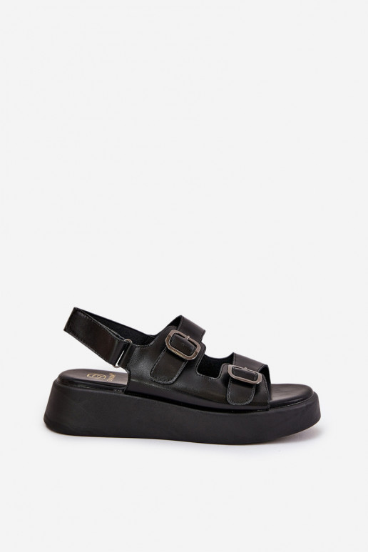 Women's Platform And Wedge Sandals With Buckles Black Genorre