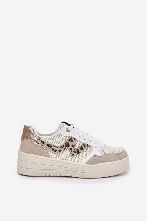 Ladies Sports Shoes On Platform Leopard Beige Lorori