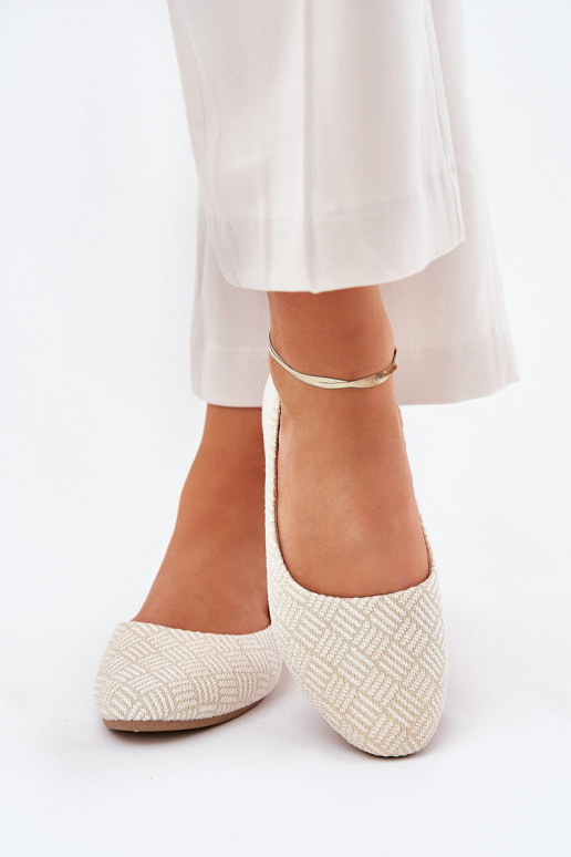 Ladies Flat Ballerinas With Glitter Gold Tatorelis Ladies Flat Ballerinas With Glitter Gold Tatorelis