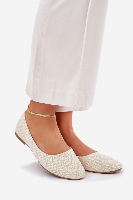 Ladies Flat Ballerinas With Glitter Gold Tatorelis Ladies Flat Ballerinas With Glitter Gold Tatorelis