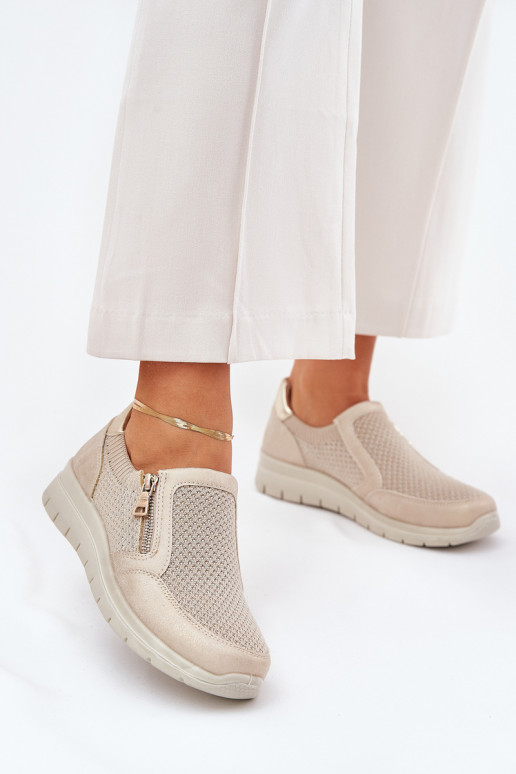 Women's Platform Slip-Ons With Zipper Gold Leanae
