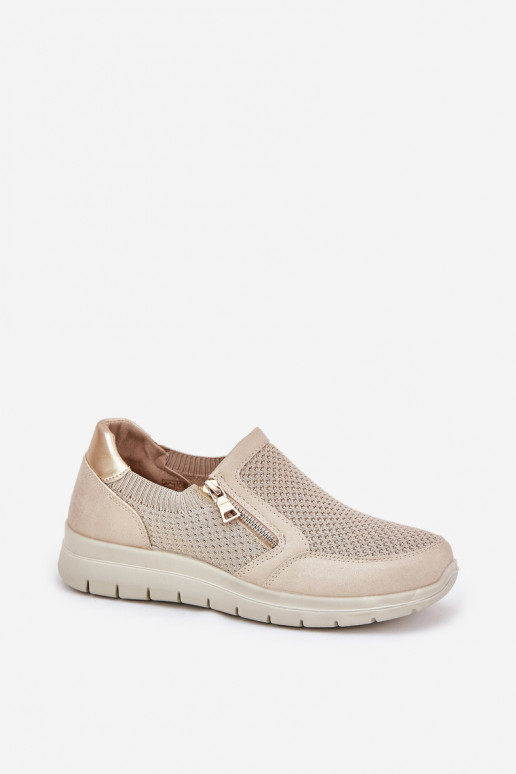 Women's Platform Slip-Ons With Zipper Gold Leanae